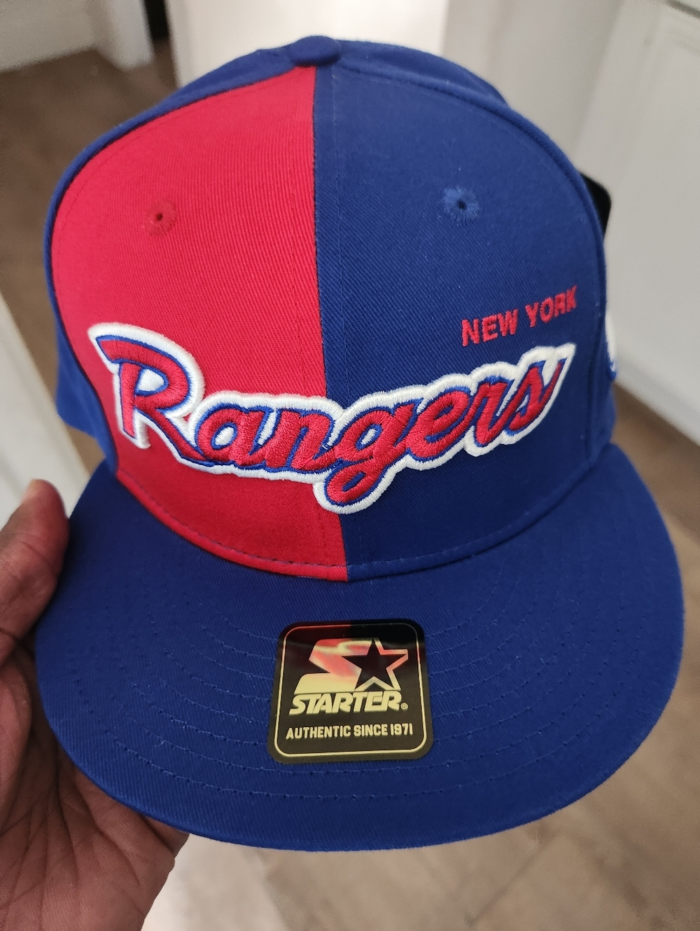 Starter Authentic New York Rangers Red Blue NHL Hockey Snapback Cap Embroidered
